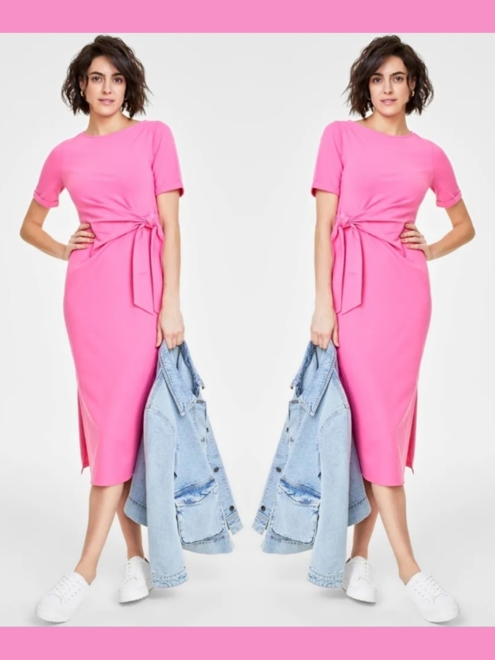 Women's Crewneck Wrap Tie Dress